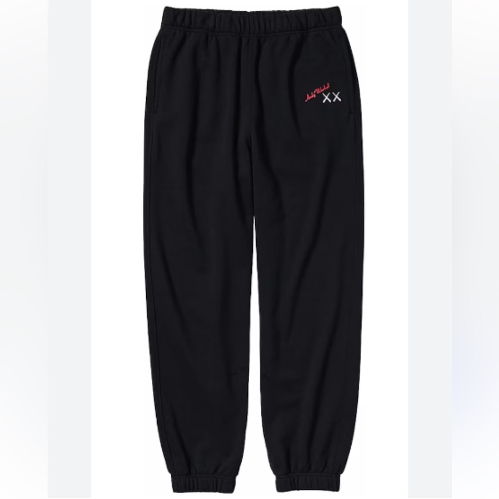 KAWS Warhol Uniqlo Black Joggers with Red Embroidery, KAWS Art